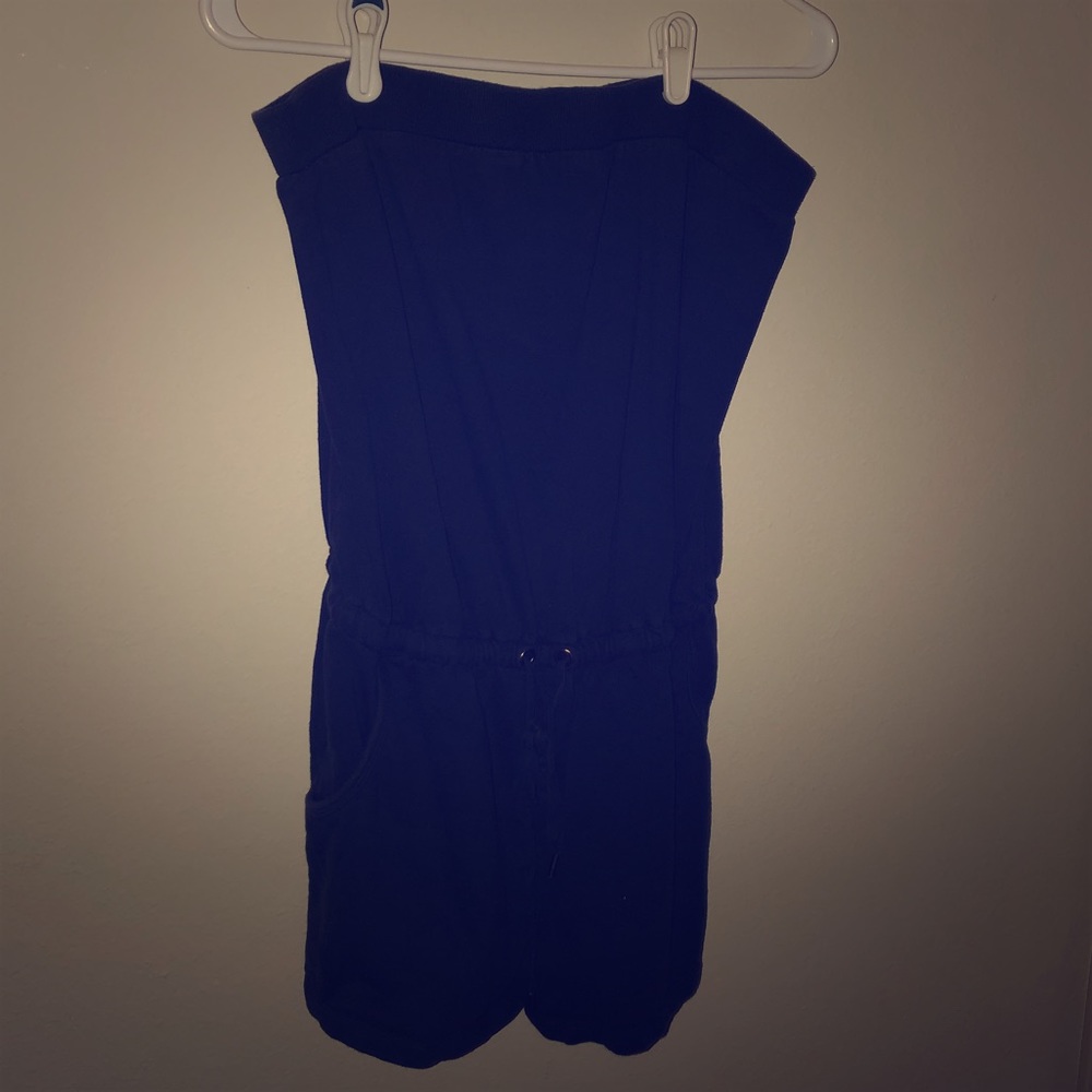 Strapless navy romper